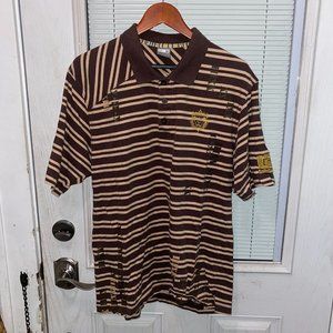 Nike Lebron James Polo‎ Shirt Mens M Cotton Brown Lion Embroidery XXIII Y2K